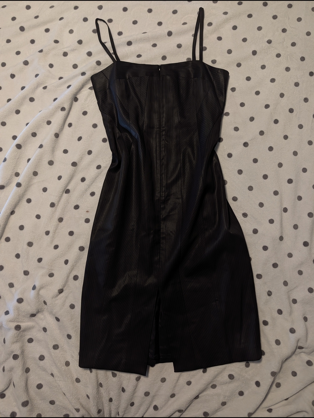 H&M Black Pinstripe Spaghetti-Strap Mini Dress